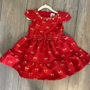 Disney Store Minnie Mouse Holiday Girl's Dress Gems Sparkle Fancy Party Size 4